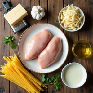 Garlic Parmesan Chicken Pasta- ingredients