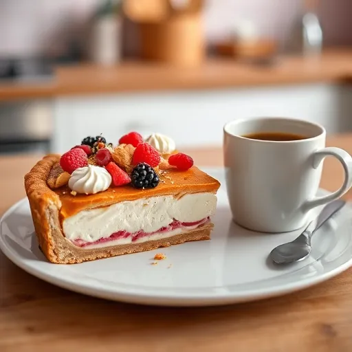 A-beautifully-sliced-pie-showcasing-its-creamy-filling-with-fresh-toppings-served-alongside-a-cup-of-coffee-or-tea-recipesfair.com