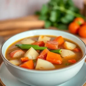 A-bowl-of-chunky-vegetable-soup-with-visible-pieces-of-red-skinned-potatoes-carrots-and-green-beans