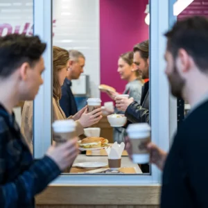 A-busy-morning-scene-at-a-drive-thru-window-with-customers-holding-breakfast-items-and-coffee-cups-showcasing-the-convenience-of-Wendys-breakfast-offerings