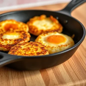 A-close-up-of-hash-browns-cooking-in-a-cast-iron-skillet-with-golden-edges