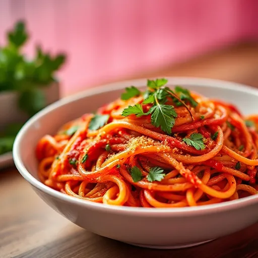 A-colorful-bowl-of-Rasta-pasta-garnished-with-fresh-herbs-recipesfair.com