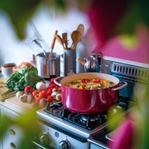 A-comforting-kitchen-scene-with-a-large-pot-of-soup-on-the-stove-surrounded-by-fresh-vegetables-and-cooking-utensils