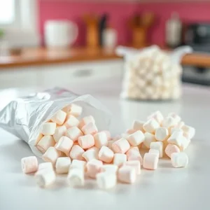 A-fresh-bag-of-mini-marshmallows-spilling-onto-a-clean-counter-with-a-second-image-of-stale-marshmallows-clumped-together