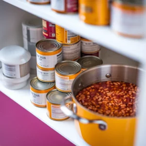 A-pantry-with-neatly-stacked-canned-beans-next-to-a-pot-of-freshly-made-baked-beans-highlighting-their-differences-in-preparation-and-storage