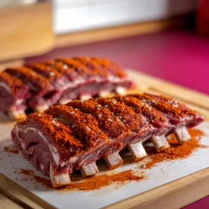 A-photo-of-raw-country-style-ribs-on-a-cutting-board-seasoned-and-ready-to-cook