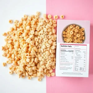 -side-by-side-image-of-different-cereals-showing-Rice-Krispies-a-sugary-cereal-and-a-whole-grain-cereal-with-nutritional-labels-for-comparison