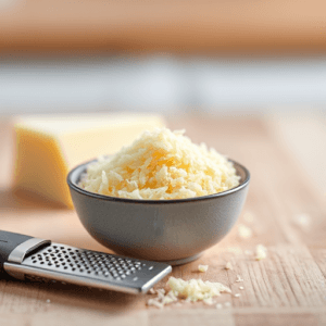 A-small-bowl-of-freshly-grated-Parmesan-cheese-with-a-microplane-grater-beside-it