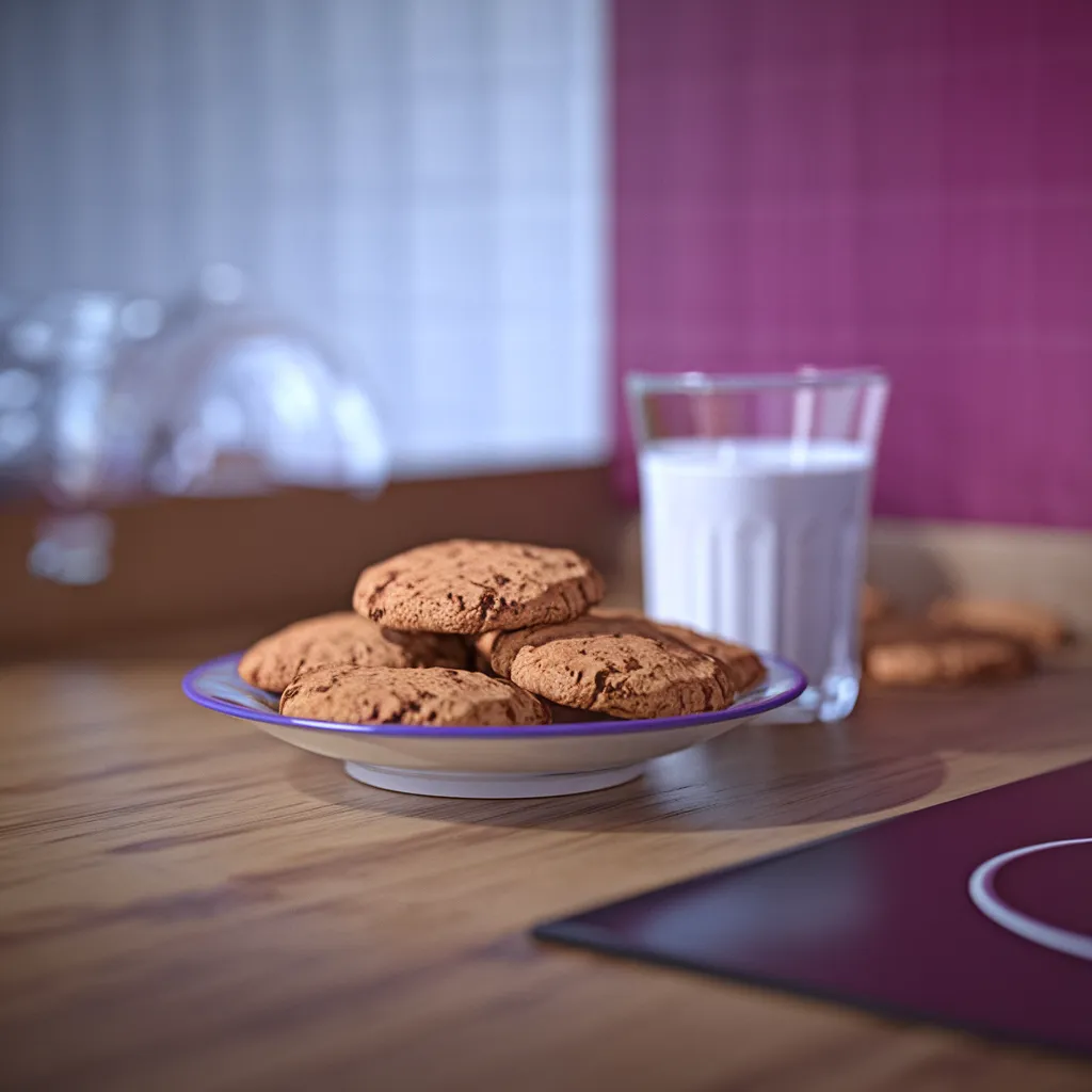 A-small-plate-of-freshly-baked-cookies-with-a-glass-of-milk-highlighting-the-smaller-portion-size