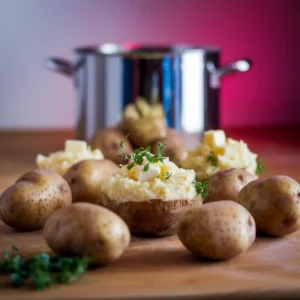 A-step-by-step-photo-series-washing-potatoes-boiling-them-in-a-pot-mashing-with-butter-and-cream-and-serving-the-finished-dish-with-fresh-herbs