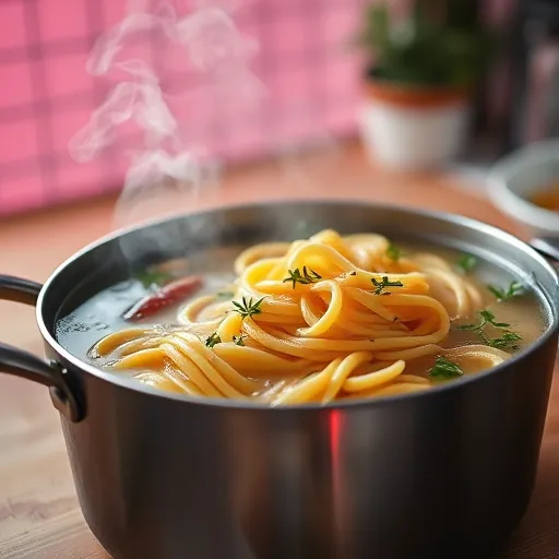 A-vibrant-image-of-pasta-boiling-in-stock-with-visible-herbs-and-steam-emphasizing-the-infusion-process.-recipesfair.com