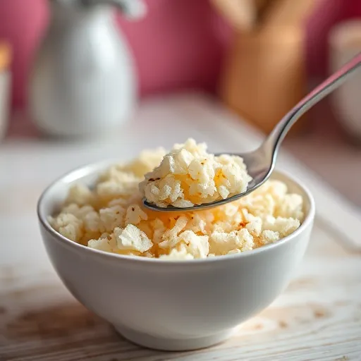 Close-up-of-a-bowl-of-instant-potato-flakes-with-a-spoon-emphasizing-their-fine-flake-like-texture-recipesfair.com