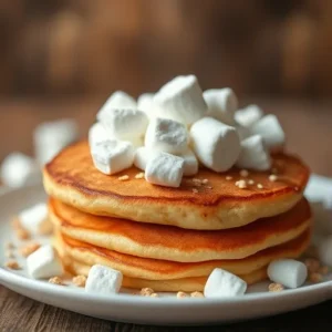 Marshmallow fluff on pancakes and cereal bars.