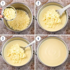 Sequential-visuals-showing-the-process-of-adding-potato-flakes-to-soup-stirring-and-achieving-a-smooth-consistency.-recipesfair.com