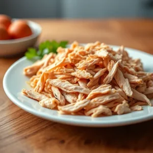 Shredded chicken plate with herbs