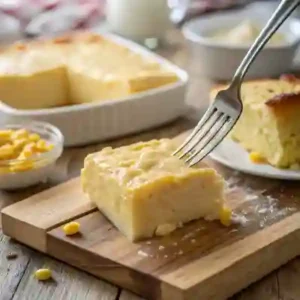 Close-up of corn pudding and corn casserole textures for comparison.